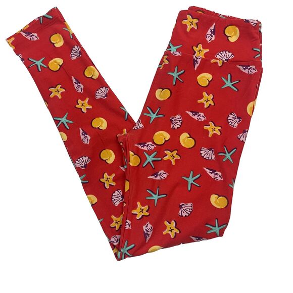 Lularoe OS Leggings NAUTICAL SHELL OCEAN BEACH PRINT One Size - Picture 1 of 5